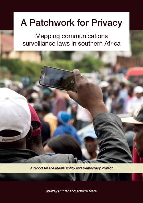 Cover page of Patchwork for Privacy report, showing a man filming a protest crowd on his phone